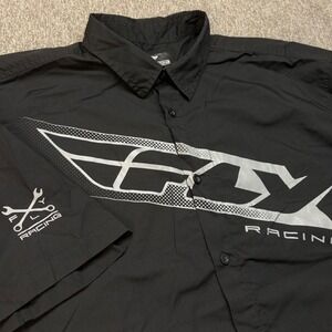 Fly Racing Mens Pit Crew Shirt‎ 3XL Black Short Sleeve Button Down Shirt